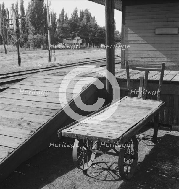 Detail of old railroad station, small farming town, population 108, Irrigon, Oregon, 1939. Creator: Dorothea Lange.