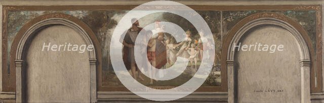 Esquisse pour le salon en hémicycle de la mairie du 16e : La famille, 1884. Creator: Emile Levy.