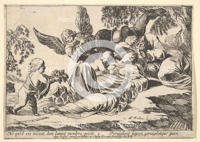 Angels Giving Fruit to the Sleeping Holy Family, 1610-42. Creator: Pierre Brebiette.