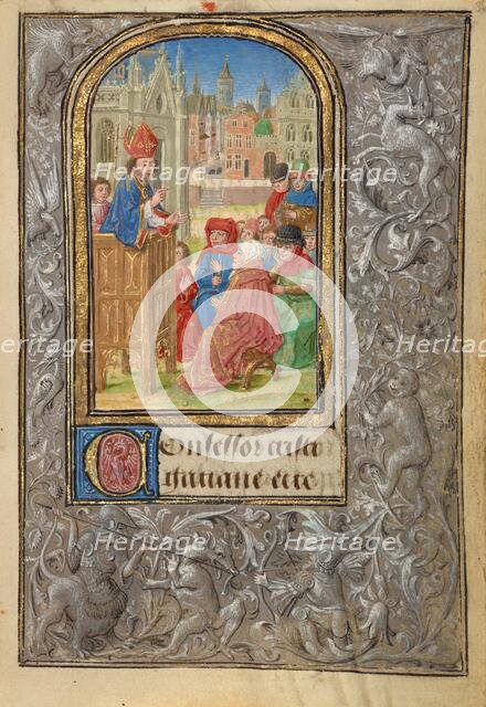 Saint Gatian Preaching; Prayer Book of Charles the Bold, 1469. Creator: Lieven van Lathem.