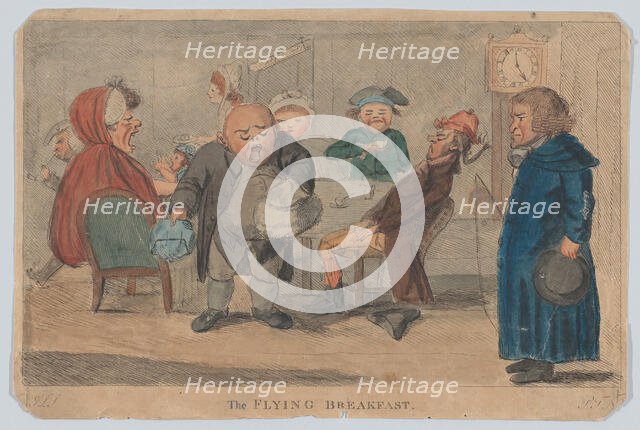 The Flying Breakfast, or Contents of a Night Coach, March 9, 1792. Creator: G L S.
