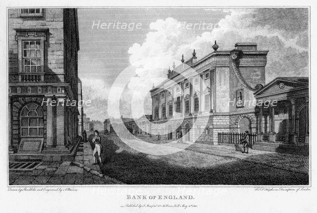 Bank of England, City of London, 1805.Artist: A Warren