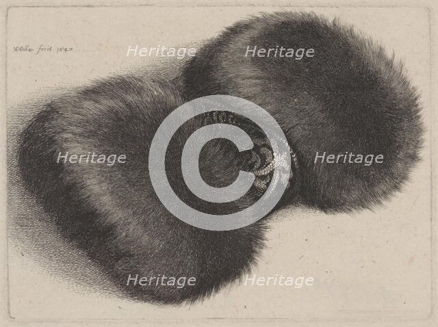 Muff with Brocade Band, 1647. Creator: Hollar, Wenceslaus (1607-1677).