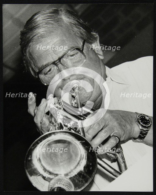 Trumpeter Leon Calvert playing at The Fairway, Welwyn Garden City, Hertfordshire, 1993. Artist: Denis Williams