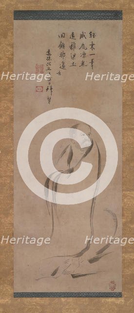 Bodhidharma Crossing the Yangzi River on a Reed, late 16th century. Creator: Kano Soshu.