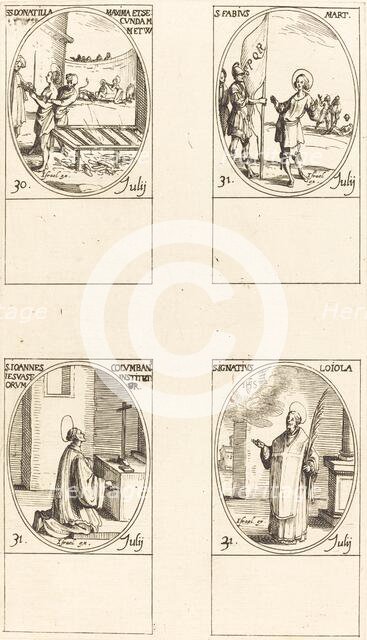 Sts. Donatilla, Maxima & Secunda; St. Fabius;St. John Colombini; St. Ignatius Loyola. Creator: Jacques Callot.