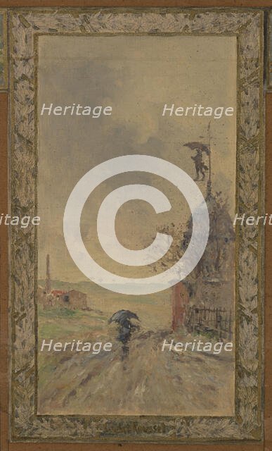 Sketch for the reception hall at the town hall of Vanves: Views of Vanves, 1902. Creator: Pierre Vauthier.