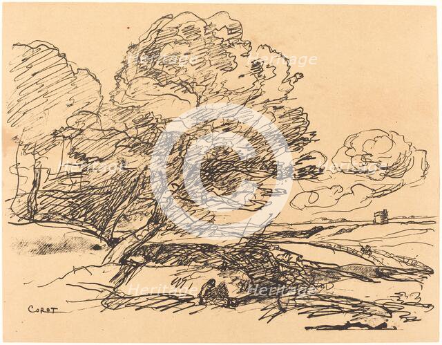 The Lonely Tower (La Tour isolee), 1871. Creator: Jean-Baptiste-Camille Corot.