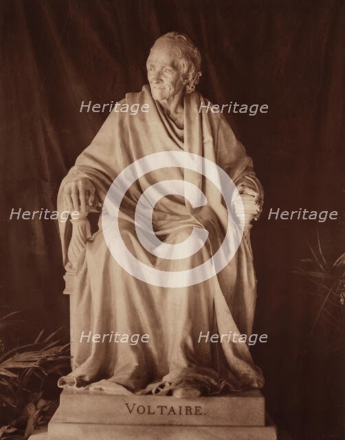 Voltaire by Jean-Antoine Houdon, between 1867 and 1870. Creators: Adolphe Braun, Jean-Antoine Houdon.