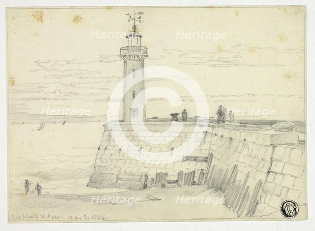 Dieppe, West Pier, May 6, 1854. Creator: Edward William Cooke.