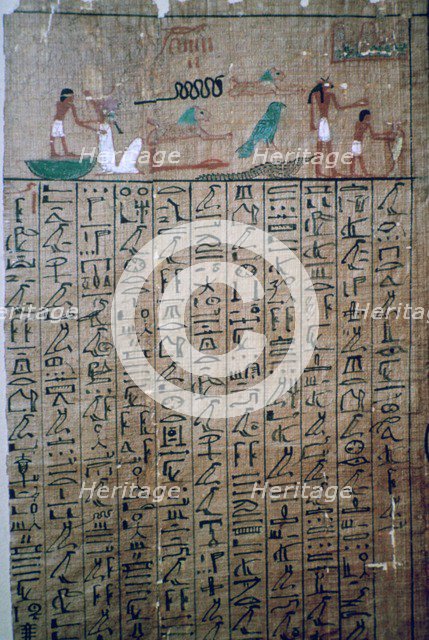 Egyptian hieroglyphs from a Book of the Dead. Artist: Unknown