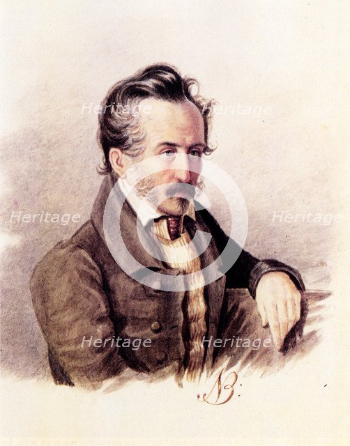 Portrait of Decembrist count Sergey Volkonsky (1788-1865), 1840s. Artist: Bestuzhev, Nikolai Alexandrovich (1791-1855)