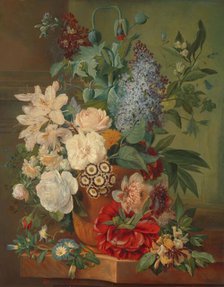 Flowers in a Terra Cotta Vase, 1810-1824. Creator: Albertus Jonas Brandt.