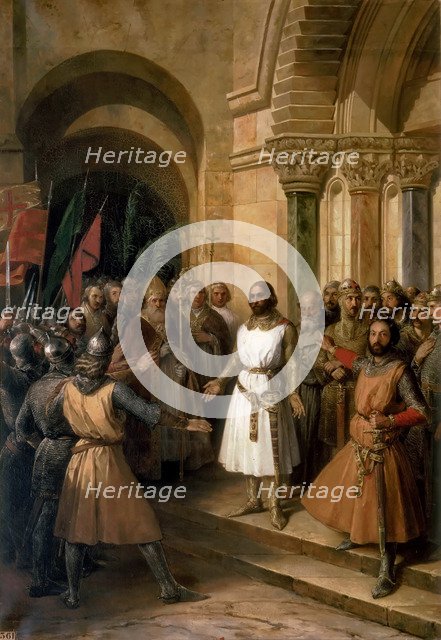The election of Godfrey of Bouillon as the King of Jerusalem on July 23, 1099. Artist: Madrazo y Kuntz, Federico de (1815-1894)