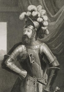 Wilfred I the Hairy, (840- 897), Count of Barcelona, Cerdanya, Urgell, Girona and Besalú.  Creator: Antonio Roca Sallent.