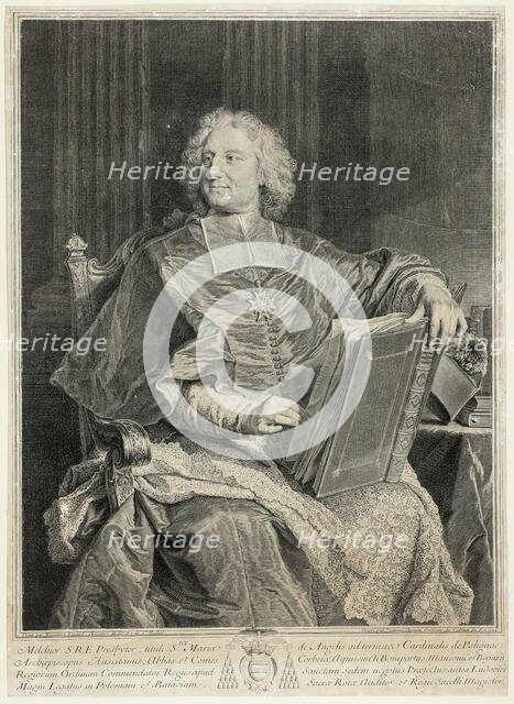 Portrait of Cardinal de Polignac, 1729. Creator: François Chereau the Elder.