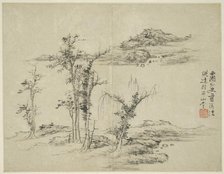 Landscape in the Style of Ancient Masters: after Ni Zan (1301-1374), China, Ming dynasty, 1642. Creator: Lan Ying.