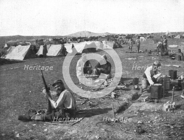 'Les premiers contingents Franco-Anglais a Salonique; Un coin de Zeitenlick: les menus...1915 (1924) Creator: Unknown.