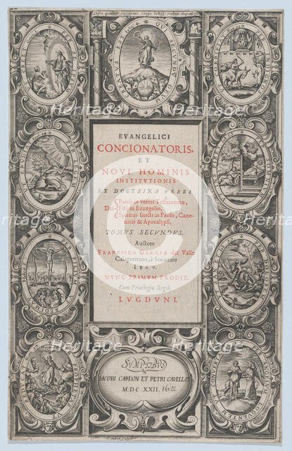 Frontispiece for Evangelicus Concionatoris, et Novi Hominis Institutionis, 1622. Creator: Charles Audran.