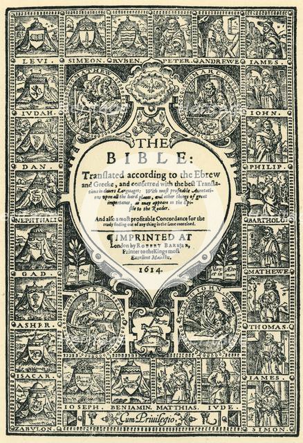 'Title Page of the Geneva Bible', 1614, (1943).  Creator: Unknown.