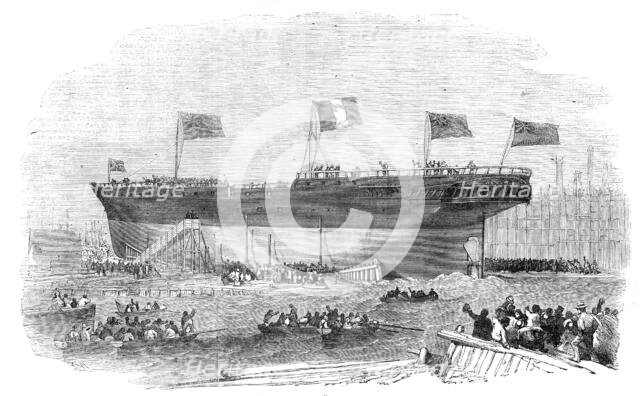 Launch of the "Vittorio Emanuele" Iron Screw Steamer, at Blackwall, 1854. Creator: Unknown.