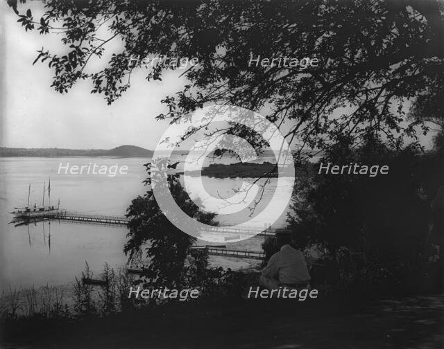 Lakefront with steam yachts at pier, Saratoga Lake, Saratoga, N.Y., c1901. Creator: Unknown.