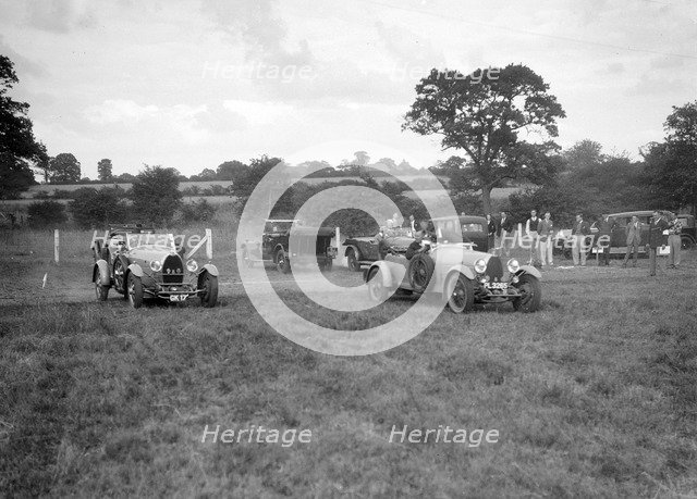 Bugatti Type 43 and 44 taking part in the Bugatti Owners Club gymkhana, 5 July 1931. Artist: Bill Brunell.