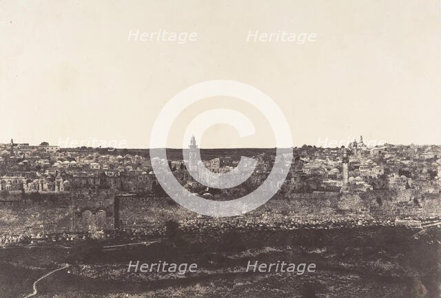Jérusalem, Enceinte du Temple, Vue générale de la face Est, Pl. 3, 1854. Creator: Auguste Salzmann.