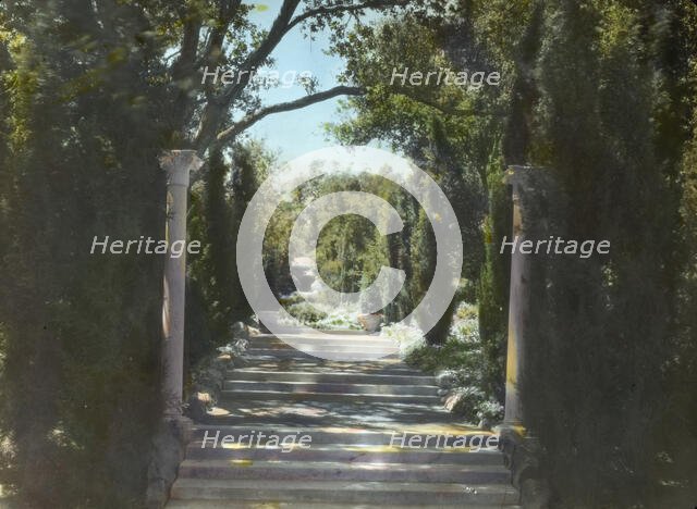 "Arcady," George Owen Knapp house, Sycamore Canyon Road, Montecito, California, 1917. Creator: Frances Benjamin Johnston.