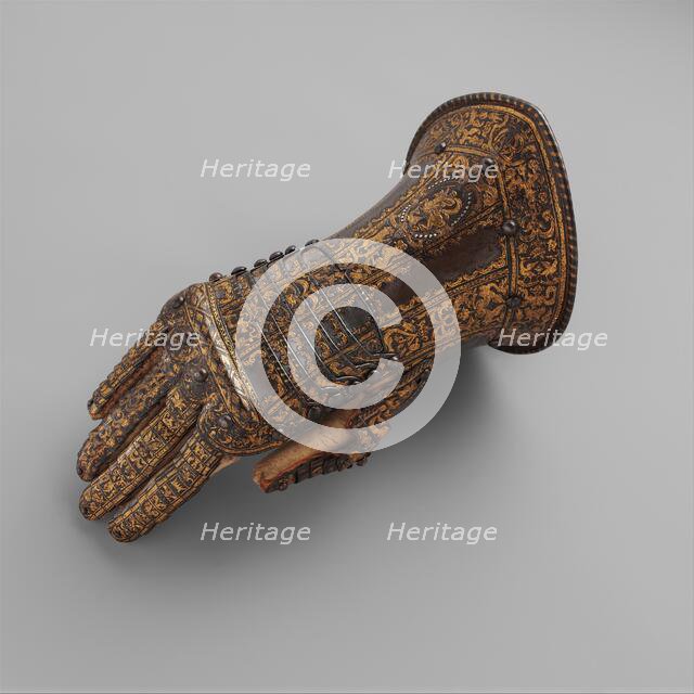 Gauntlet for the Right Hand, Belonging to the armour of Don Alonzo Pérez de Guzman el Bueno, c1580. Creator: Unknown.