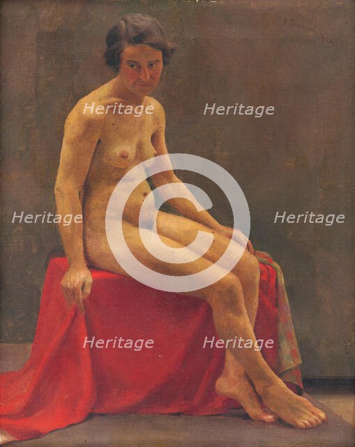 Seated nude, 1920. Creator: Ladislav Treskon.