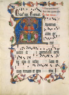 Manuscript Leaf with Initial A, from an Antiphonary, ca. 1425-50. Creator: Unknown.