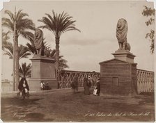Entrance to Kasr-en-Nile Bridge, Cairo, 19th century. Creator: Zangaki.