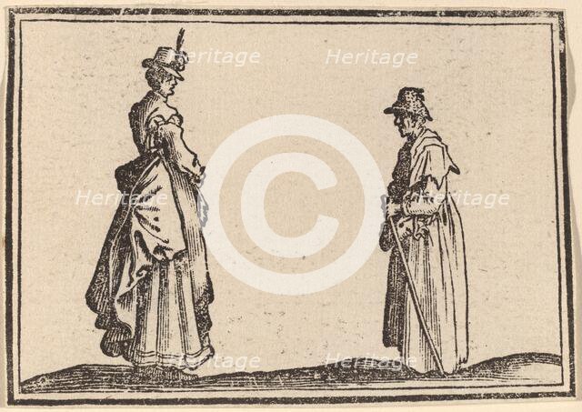 Two Women in Profile, 1621. Creator: Edouard Eckman.