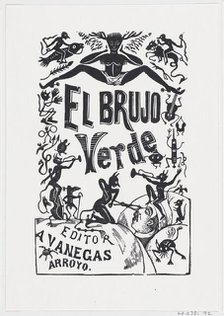 Demons troubling a sick man in bed, illustration for 'El Brujo Verde (The Green M..., ca. 1880-1910. Creator: José Guadalupe Posada.