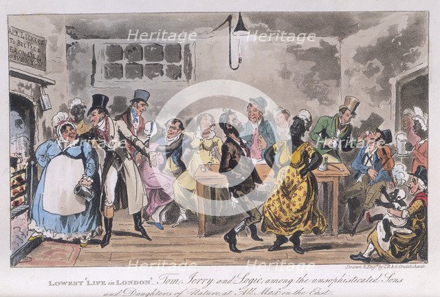 'Lowest Life in London, Tom, Jerry and Logic', first half of the 19th century. Artist: Isaac Robert Cruikshank