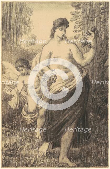 Nude Walking with Cupid, 1860s-1870s. Creator: William P. Babcock.