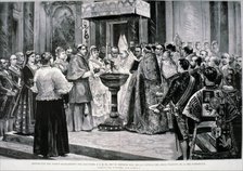 Baptism of King Alfonso XIII verified with the greatest solemnity in the Chapel of the Royal Pala…