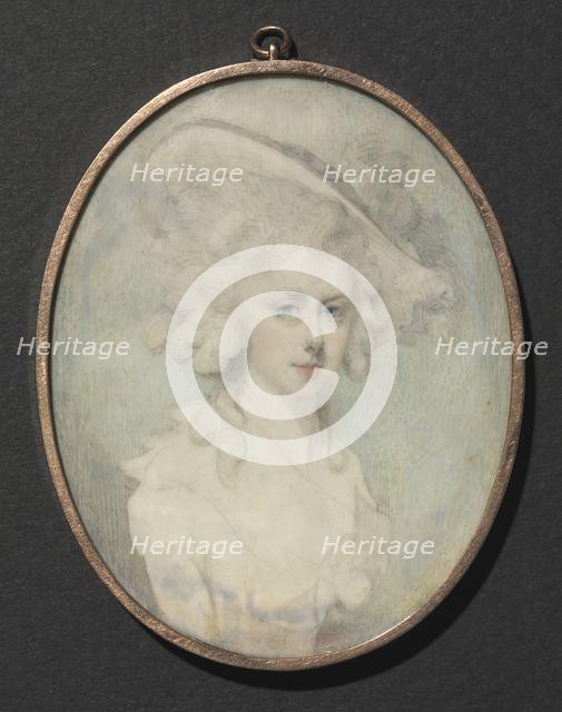 Portrait of a Woman with a Hat, c. 1780. Creator: Jeremias Majer (German, 1735-1789).