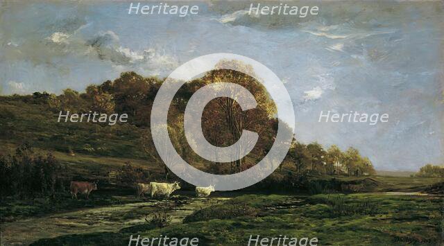 Autumnal meadow landscape, 1867. Creator: Charles Francois Daubigny.