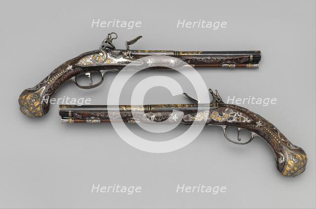 Pair of Flintlock Pistols Made for Ferdinand IV...Italo-Spanish, Naples, ca. 1768. Creators: Royal Arms Manufactory, Michele Battista, Emanuel Esteva.
