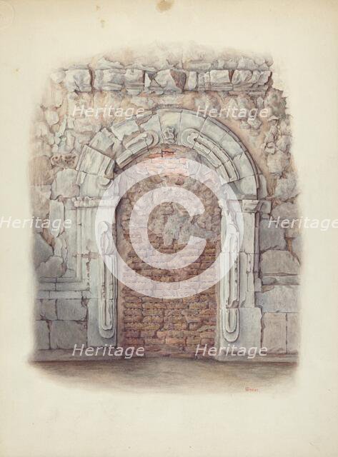 Stone Doorway, Carved, 1940. Creator: Hal Blakeley.