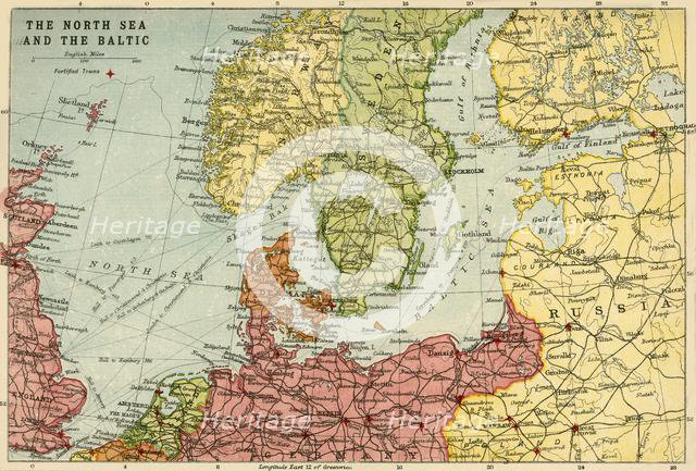Map of the North Sea and the Baltic, c1914, (c1920). Creator: John Bartholomew & Son.