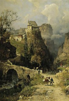 Gorge and hermitage of San Romedio near Val di Non, 1893. Creator: Robert Russ.