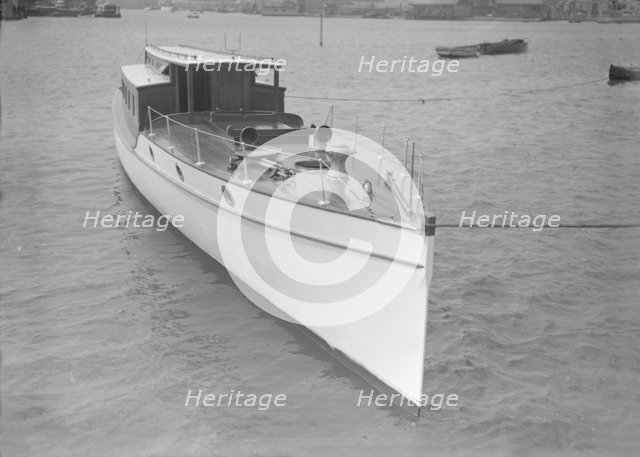 A 45 ft Wolseley cabin launch. Creator: Kirk & Sons of Cowes.
