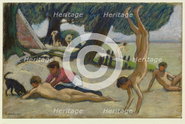 Boys on the beach, c. 1895. Artist: Hofmann, Ludwig, von (1861-1945)