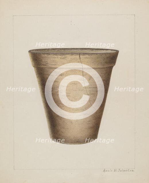 Pottery Flower Pot, c. 1937. Creator: Annie B Johnston.