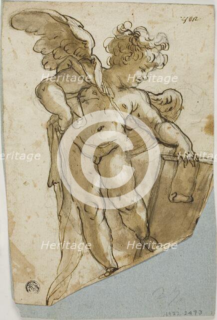 Standing Putto Holding Tablet, 1576-1641. Creator: Lazzaro Tavarone.