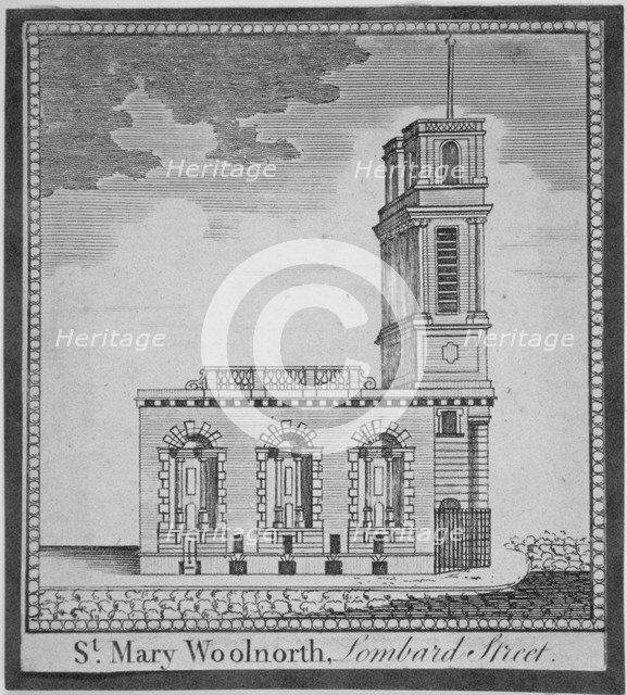 Church of St Mary Woolnoth from the north, City of London, 1770. Artist: Anon