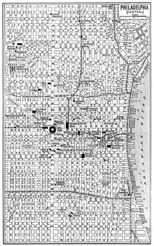 Map of central Philadelphia, Pennsylvania, USA, c1930s. Artist: Unknown